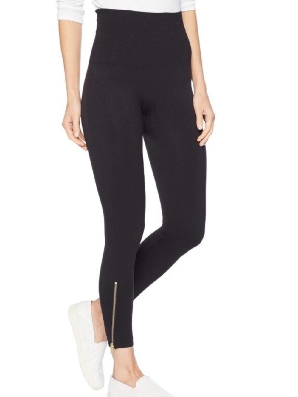 SPANX "Look At Me Now" Seamless Side Zip Leggings Size Medium NWOT Black Moto